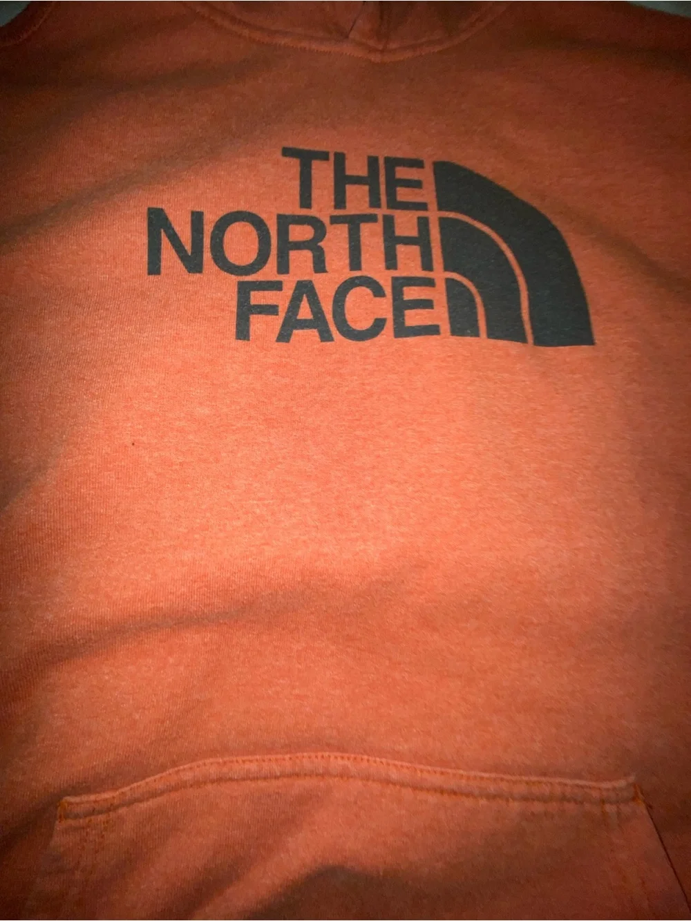 The North Face Orange Pullover Hoodie with Black Logo